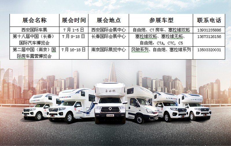 七月，這么多城市都能看房車(chē)