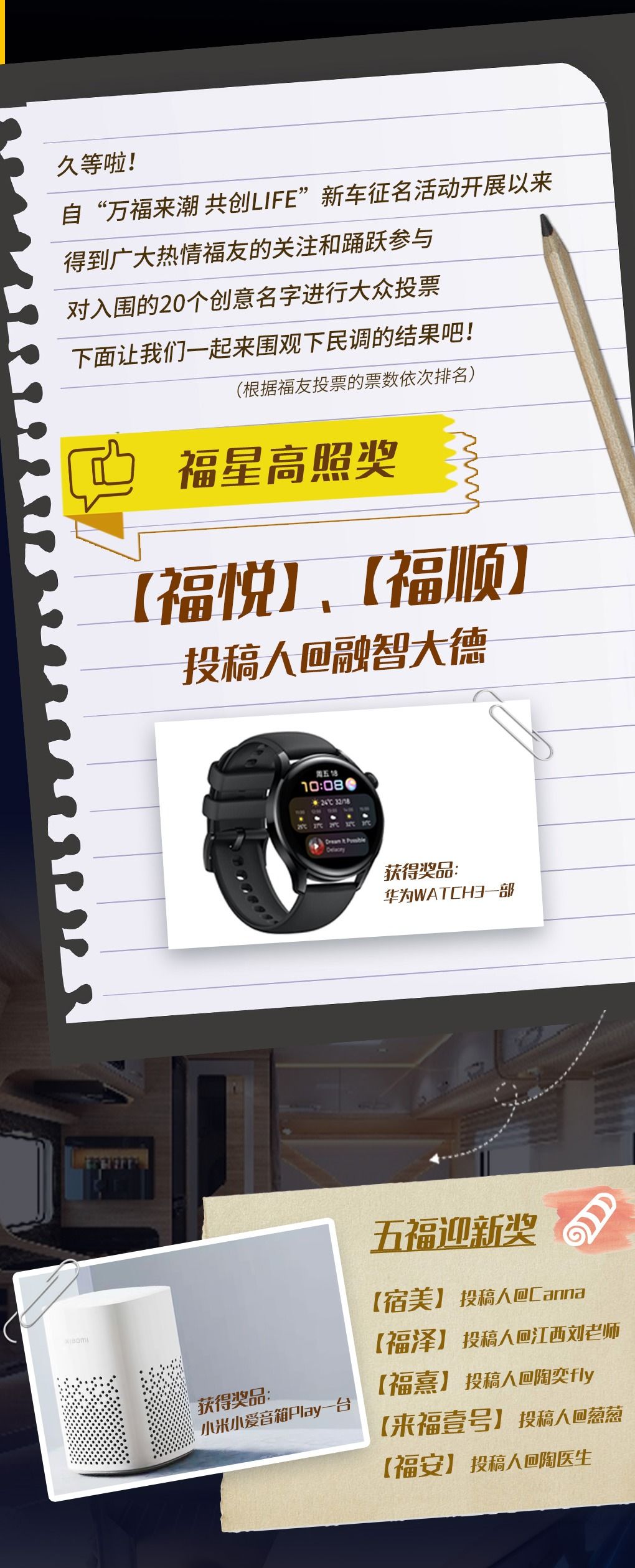 關(guān)于來(lái)福房車(chē)新車(chē)征名結(jié)果公示